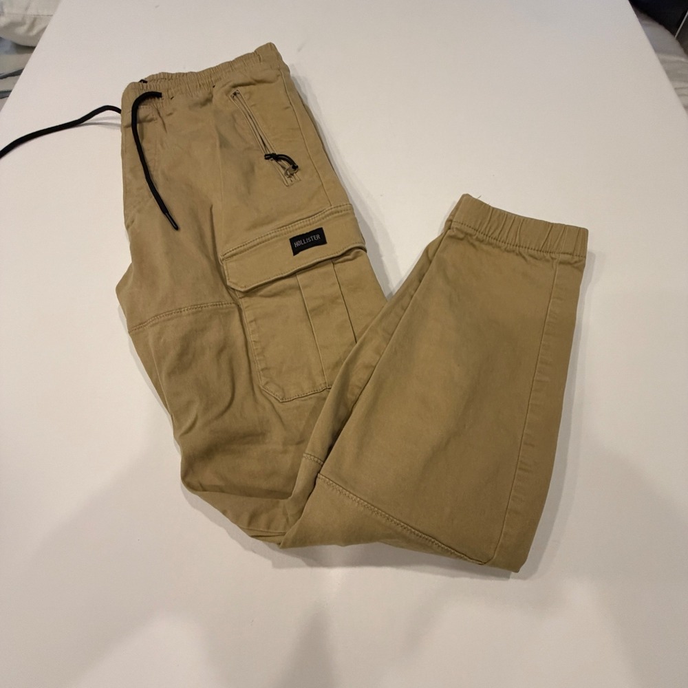 Hollister Khaki Cargo Jogger Pants Large Utility Streetwear Y2K Skater